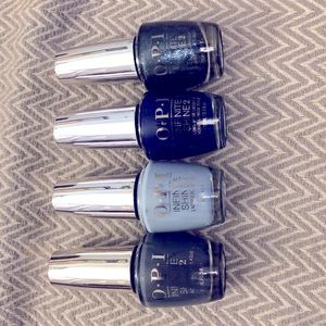 4 pc OPI infinite shine nail polishes - blues